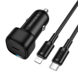 Borofone Ładowarka samochodowa BZ34A Cloud - Typ C - PD 20W z kablem Typ C na Lightning czarna