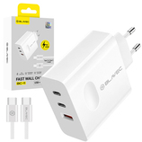 Blavec Ładowarka sieciowa BC-11 GaN - USB + 2xTyp C - QC PD 65W 3A z kablem Typ C na Typ C (TCBC11G-U2CW653A) biała