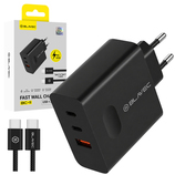 Blavec Ładowarka sieciowa BC-11 GaN - USB + 2xTyp C - QC PD 65W 3A z kablem Typ C na Typ C (TCBC11G-U2CB653A) czarna