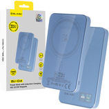 Blavec Power Bank 10000mAh BJ-04 Slim 13,5mm - Typ C - 22,5W magnetyczny indukcyjny Magsafe 3 w 1 (PBBJ04-MC10LB) jasnoniebieski szklany