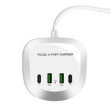 Ładowarka sieciowa T3P+ - 2xTyp C + 2xUSB - QC + PD 40W biała
