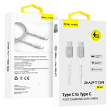 Blavec Kabel Raptor pleciony - Typ C na Typ C - PD 60W 3A 0,5 metra Apple CarPlay/Android Auto (CRA-CC3WS05) biało-srebrny
