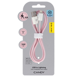 Blavec Kabel Candy oplot - USB na Lightning - 2,4A 2 metry Apple CarPlay (CCA-UL24P20) różowy