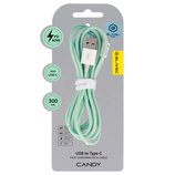 Blavec Kabel Candy oplot - USB na Typ C - PD 60W 3A 3 metry Apple CarPlay/Android Auto (CCA-UC3GN30) zielony