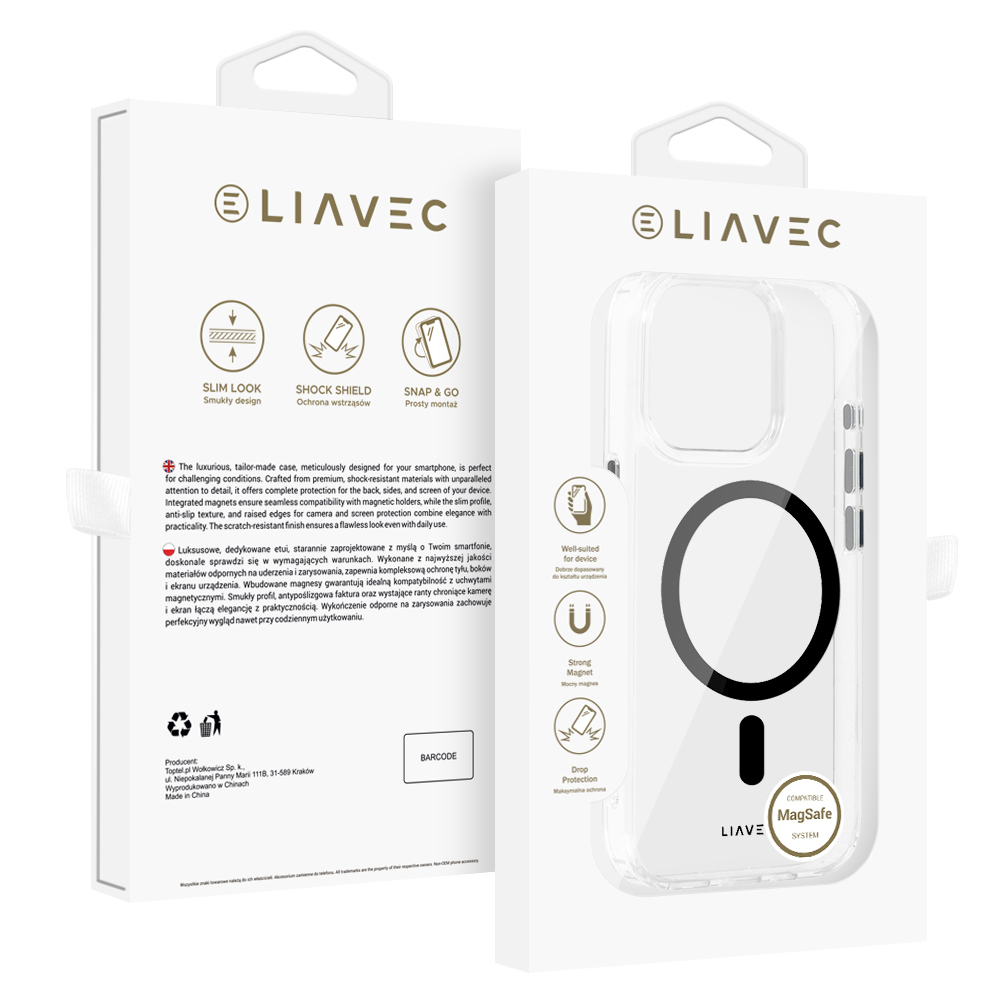 Liavec Glossy Magsafe Kryt ClearCase pro Apple iPhone 15 Pro Max , barva černá