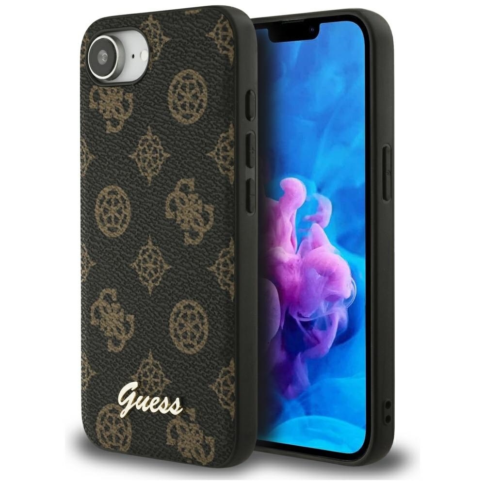Originální kryt GUESS Peony Script Logo MagSafe for Apple iPhone 17e/16e , barva černá