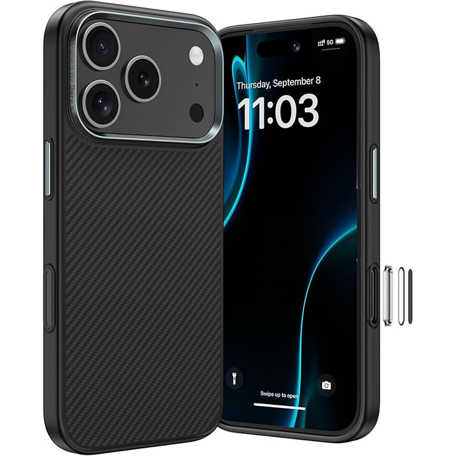 Benks Magnetic Armor Pro Kevlar Case Metal Frame 600D (A070) for Apple iPhone 17 Pro Max , barva černá (Camera Control Button)