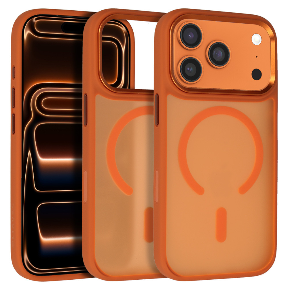 Liavec Cloudy Case with Metal Camera Frame for Apple iPhone 17 Pro orange (Camera Control Button)