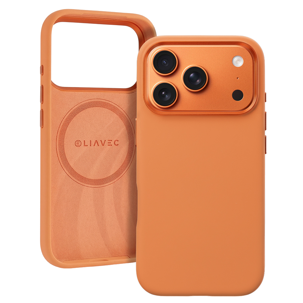 Liavec Silky Case with Metal Camera Frame for Apple iPhone 17 Pro Max orange