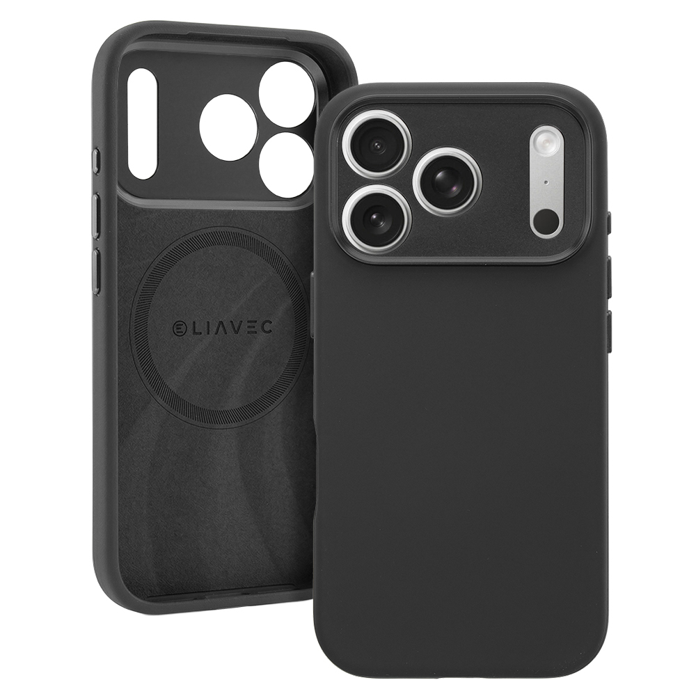Liavec Silk Shield Case with Metal Camera Frame for Apple iPhone 17 Pro Max , barva černá