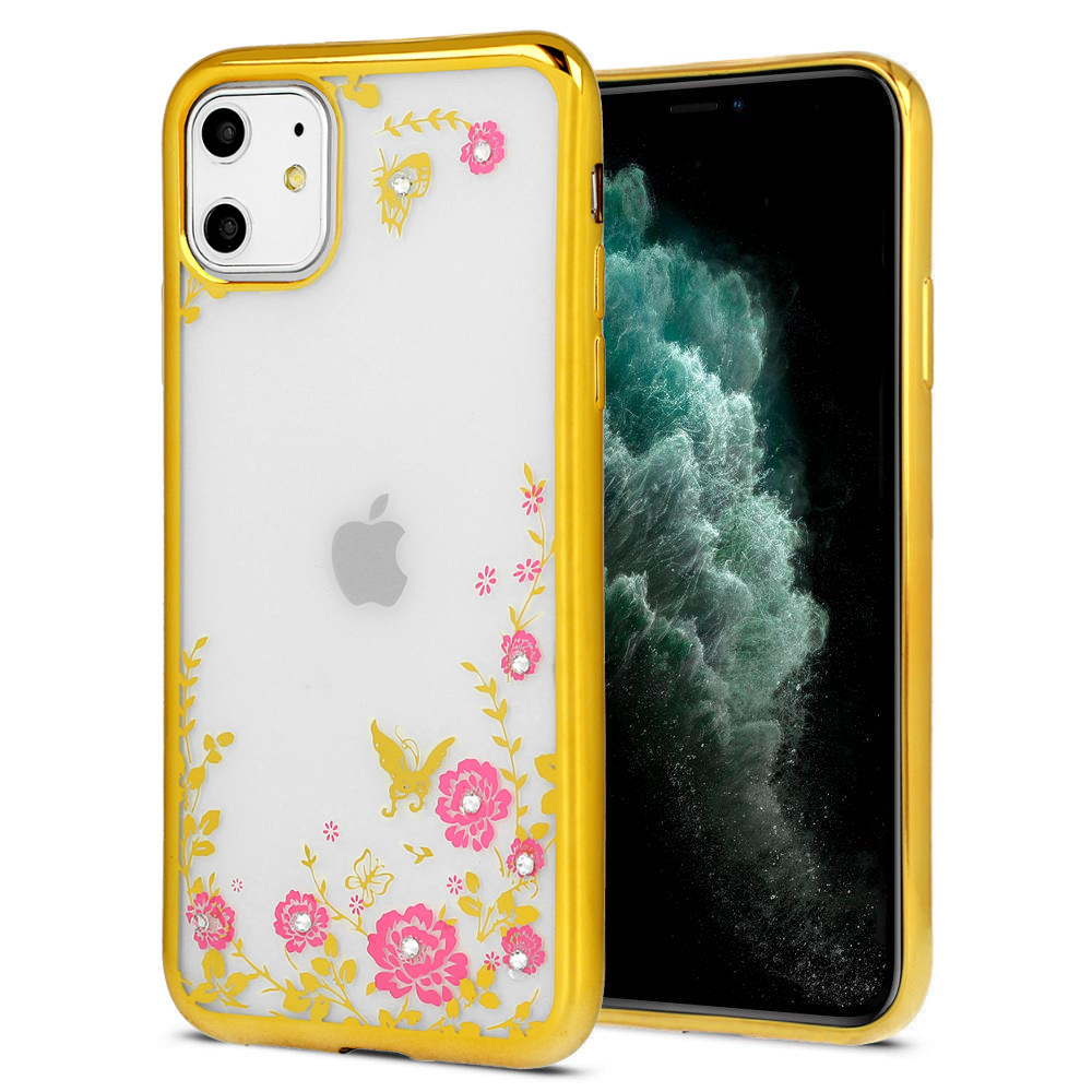 Kryt Diamond Flower pro Apple iPhone 12 Pro Max , barva zlatá