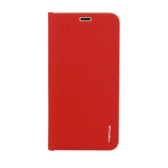 Knížkové pouzdro Vennus Carbon s rámečkem pro Apple iPhone 12 Pro Max , barva červená