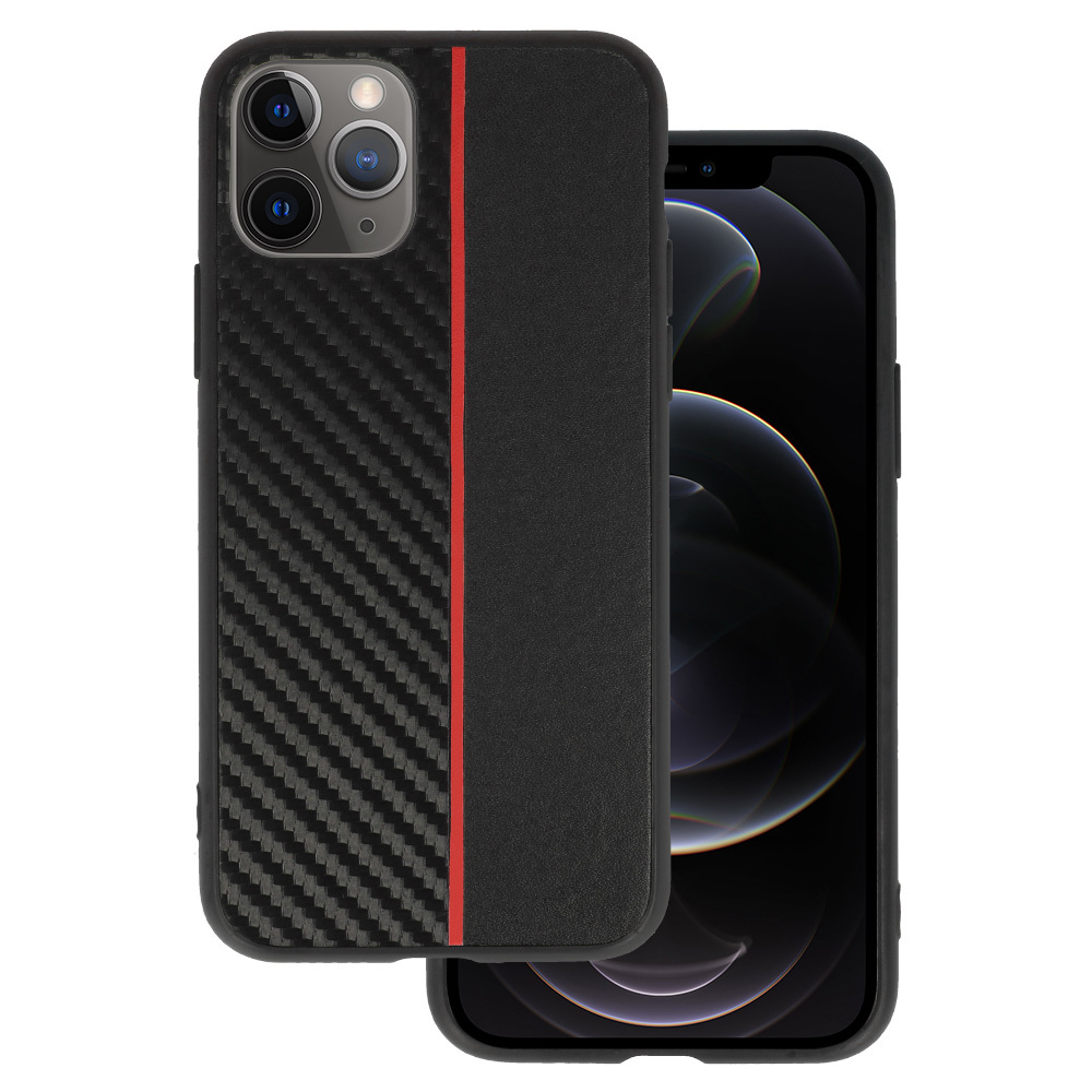 Kryt Carbon Protect pro Apple iPhone 11 Pro , barva černá with , barva červená stripe