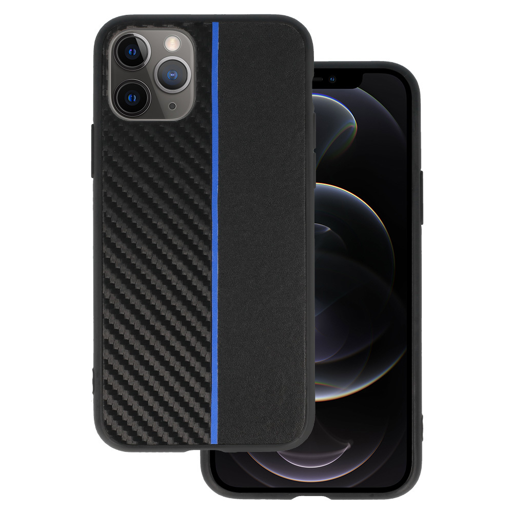 Kryt Carbon Protect pro Apple iPhone 11 Pro , barva černá with , barva modrá stripe