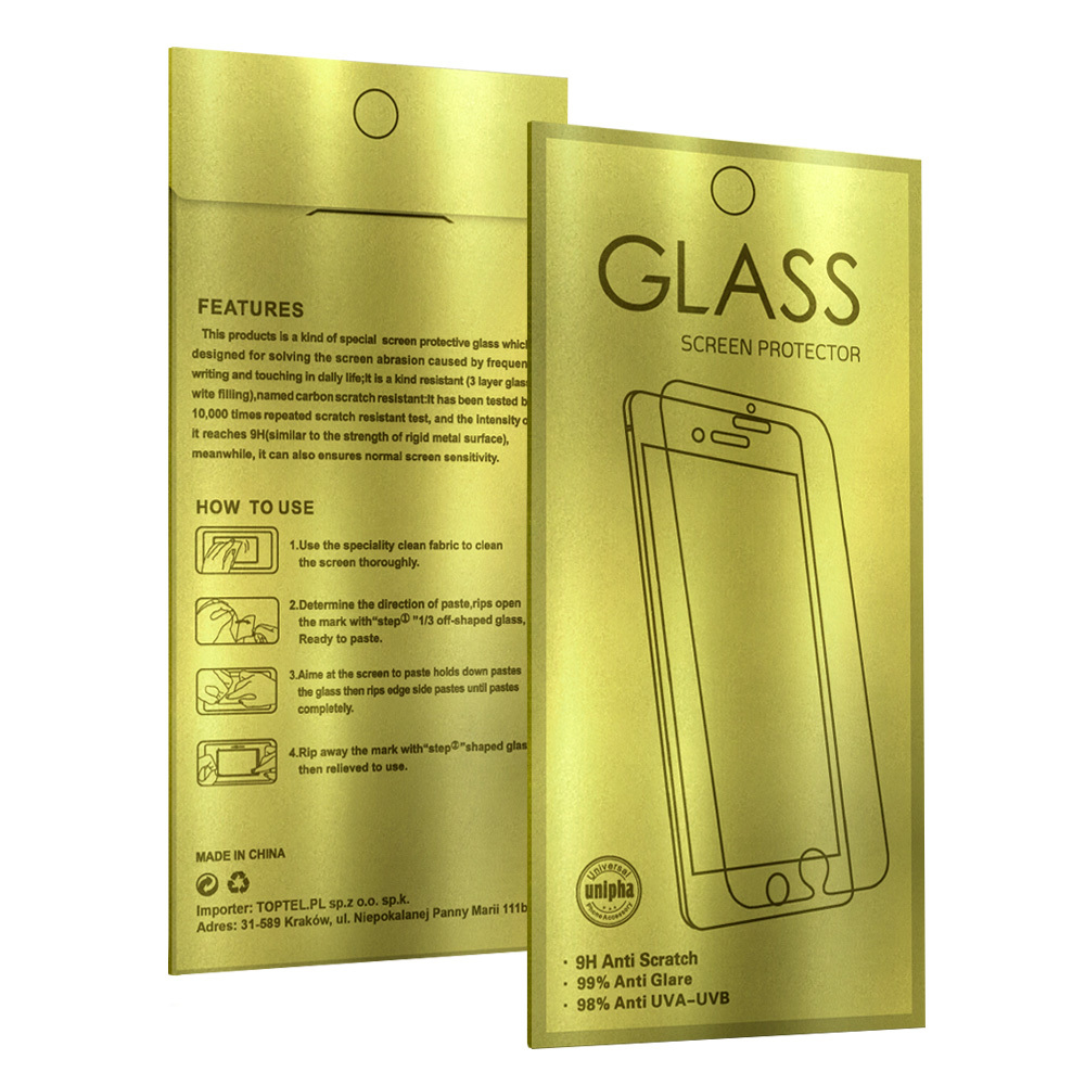 Tvrzené sklo na mobil 9H Glass Gold pro MOTOROLA MOTO G10 5900217894933