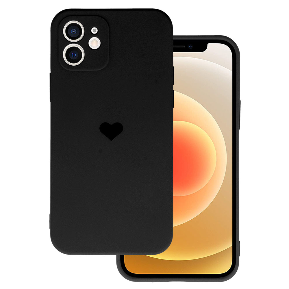 Kryt Vennus Heart Silicone pro Apple iPhone 12 , design 1 , barva černá