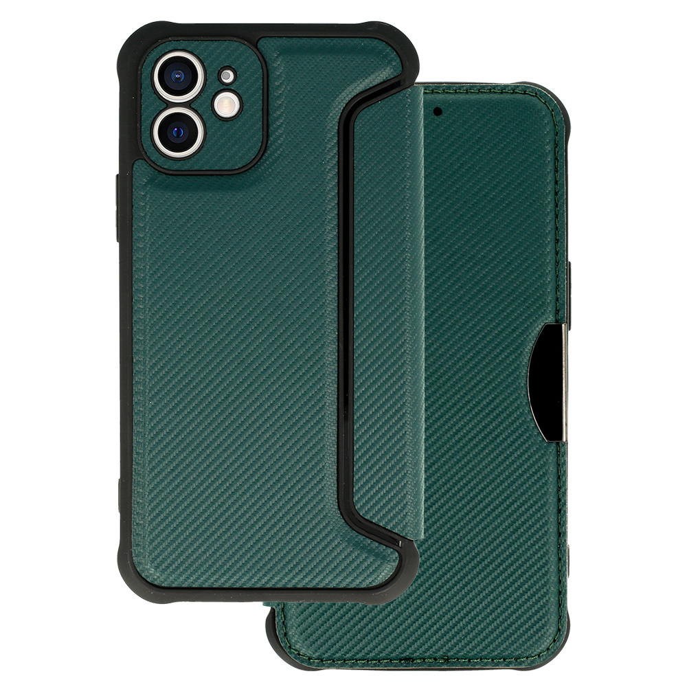 Razor Carbon Book Case for Apple iPhone 12 , barva zelená