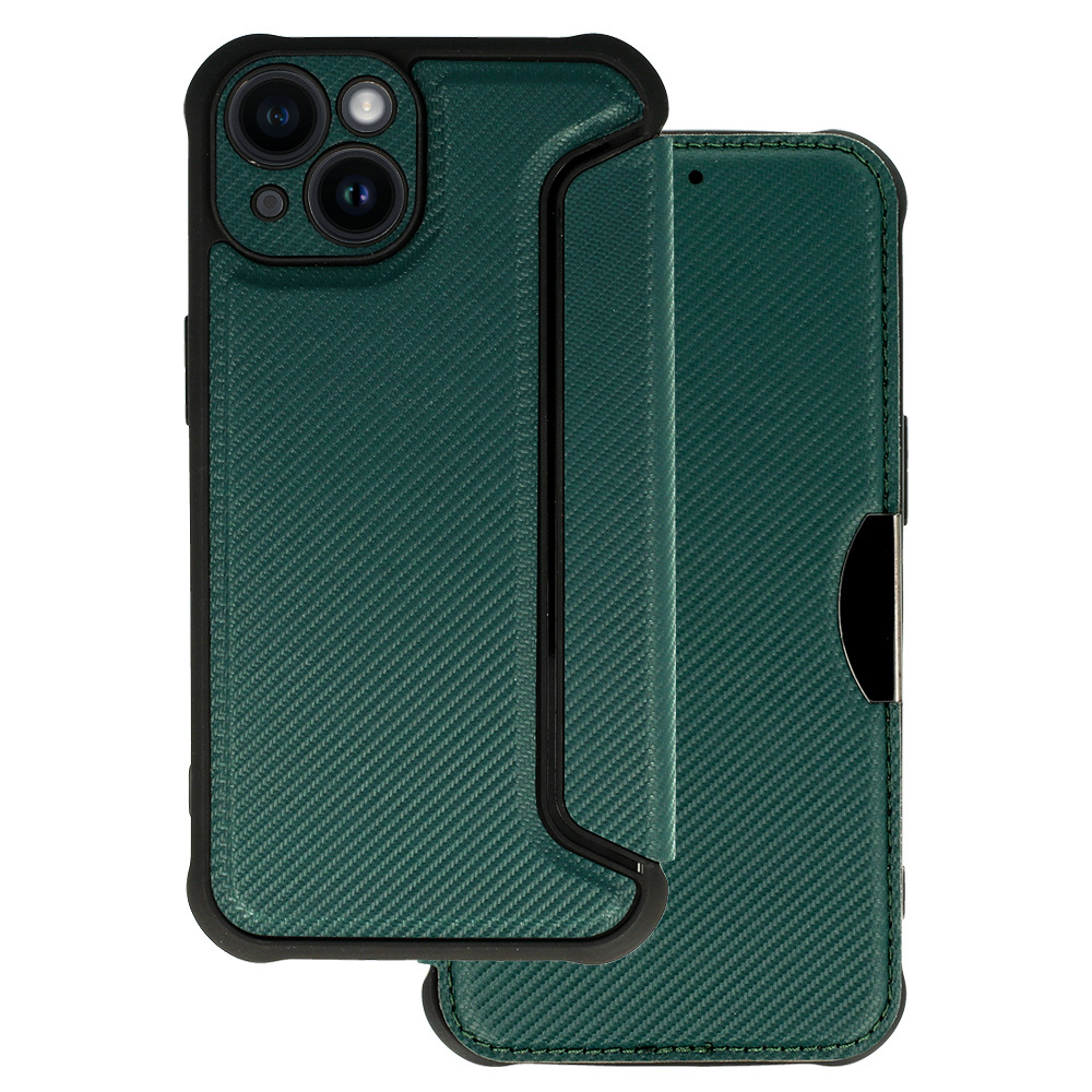 Razor Carbon Book Case for Apple iPhone 14 , barva zelená