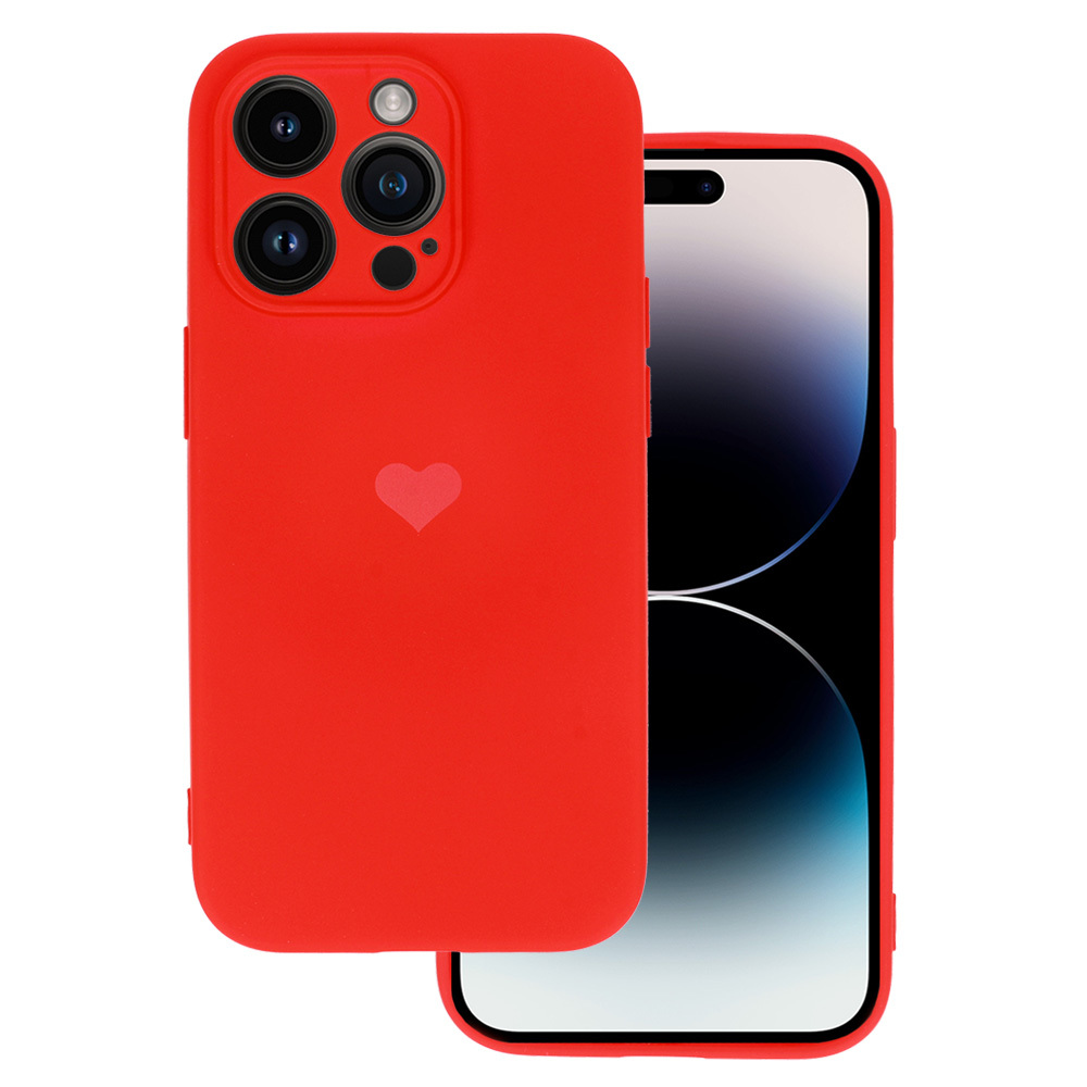 Kryt Vennus Heart Silicone pro Apple iPhone 14 Pro , design 1 , barva červená