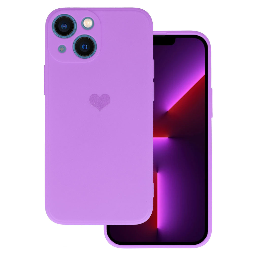 Kryt Vennus Heart Silicone pro Apple iPhone 14 Plus , design 1 , barva fialová