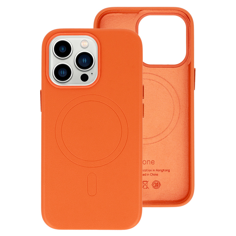 Kryt Leather Magsafe Apple iPhone 13 , barva oranžová