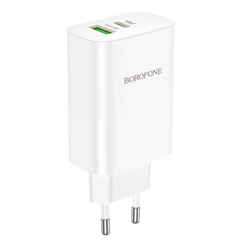 Borofone síťová nabíječka BN10 Sunlight - USB + USB-C - QC 3.0 PD 65W , barva bílá