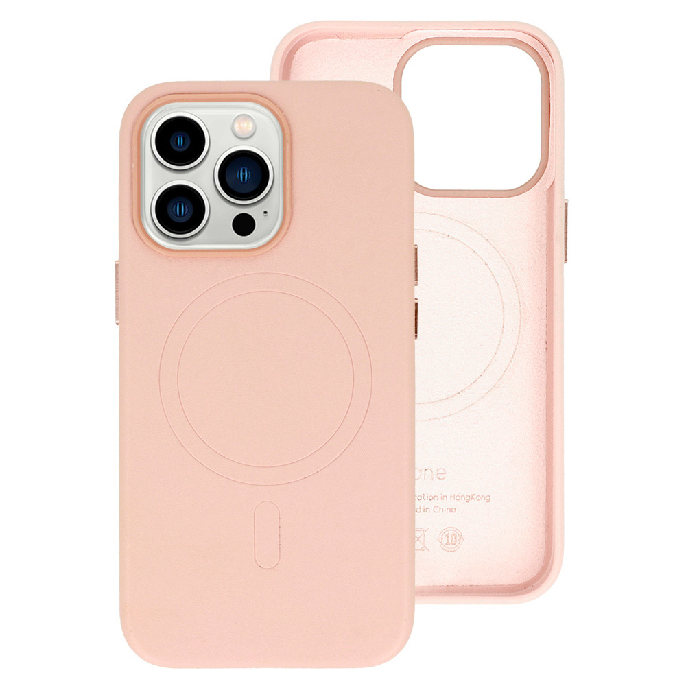 Kryt Leather Magsafe Apple iPhone 15 Pro Max , barva růžová