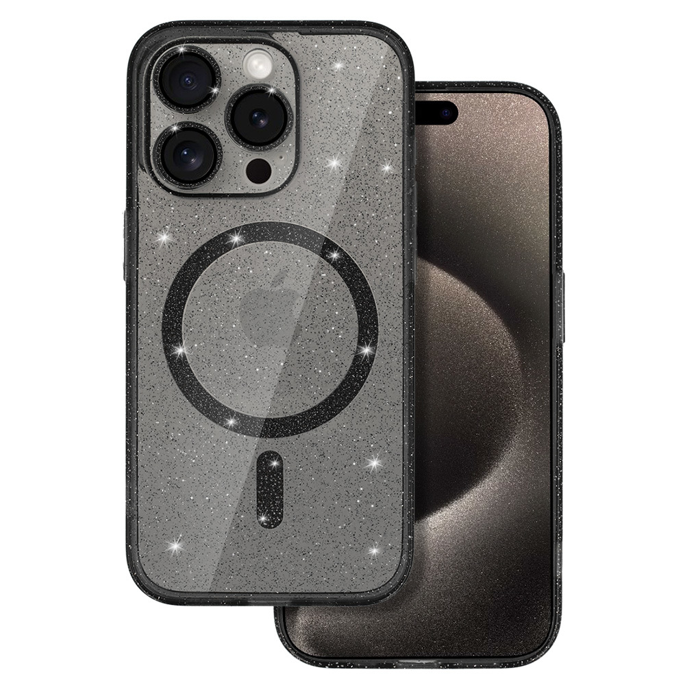 Kryt Glitter MagSafe pro Apple iPhone 13 , barva černá clear