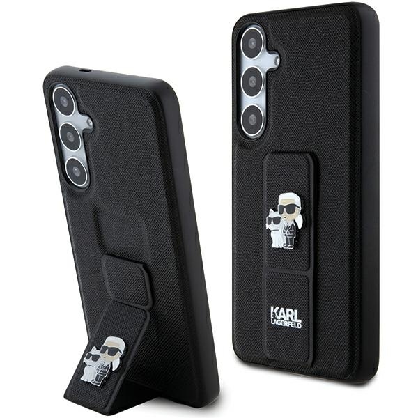 Originální kryt KARL LAGERFELD hardcase Gripstand Saffiano Karl&Choupette Pins KLHCS24MGSAKCPK pro Samsung Galaxy S24 Plus , barva černá