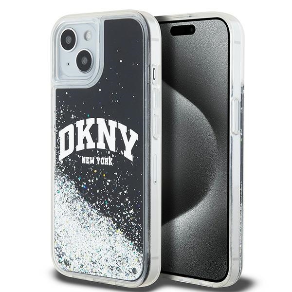 Originální kryt DKNY Liquid Glitter Big Logo DKHCP14SLBNAEK for Apple iPhone 13/14/15 , barva černá