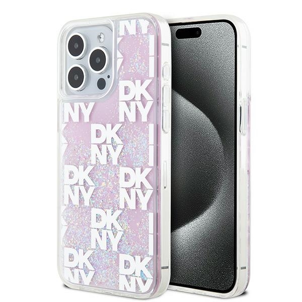 Originální kryt DKNY Liquid Glitter Multilogo DKHCP15XLCPEPP for Apple iPhone 15 Pro Max , barva růžová