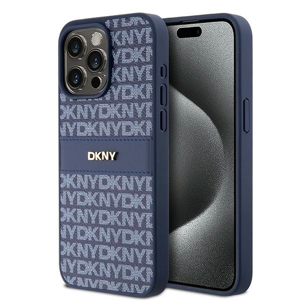Originální kryt DKNY Leather Mono Stripe & Metal Logo DKHCP15XPRTHSLBfor Apple iPhone 15 Pro Max , barva modrá