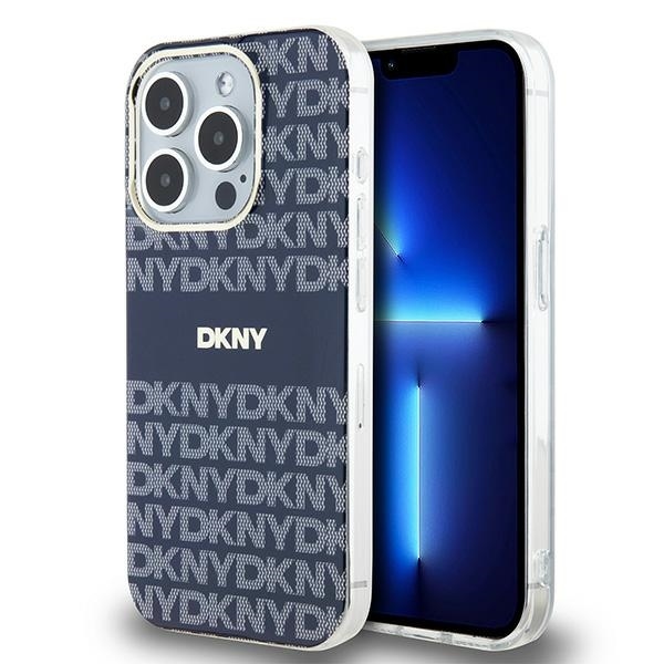 Originální kryt DKNY IML Mono & Stripe MagSafe DKHMP15LHRHSEB for Apple iPhone 15 Pro , barva modrá