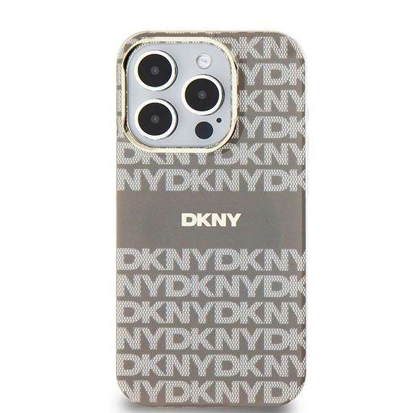 Originální kryt DKNY IML Mono & Stripe MagSafe DKHMP15SHRHSEE for Apple iPhone 15/14/13 beige