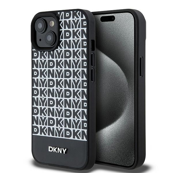 Originální kryt DKNY Leather Printed Pattern Metal Logo MagSafe DKHMP15SPSOSPK for Apple iPhone 15/14/13 , barva černá