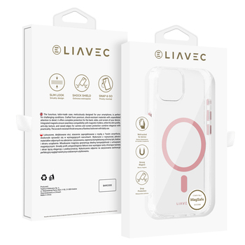 Liavec Glossy Magsafe Clear Case do Iphone 15 różowy