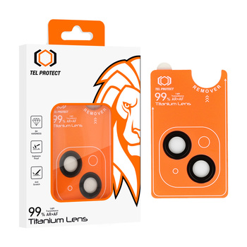 Hartowane szkło Tel Protect Titanium Lens 99% AR na aparat do Iphone 15/15 Plus czarne (obiektyw 2 sztuki)