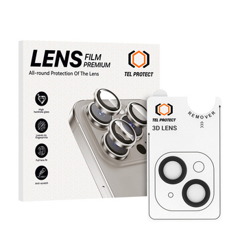 Tempered glass Tel Protect 3D Lens on camera for Iphone 14/14 Plus/16E/17E black (lens 2 pieces)