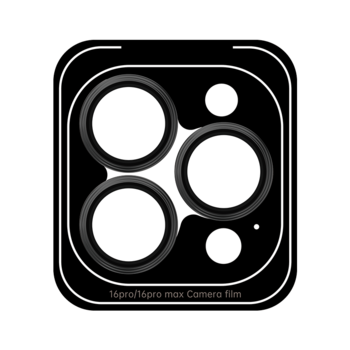 Rock Tempered glass Pure Series Camera Lens on camera for Iphone 16 Pro/16 Pro Max (lens 3 pieces) black
