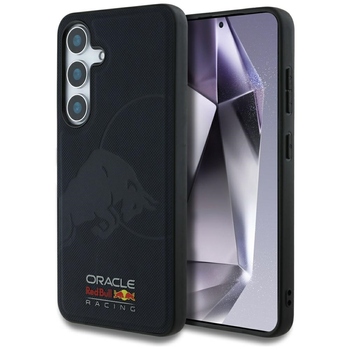Oryginalne Etui RED BULL Leather Meshed Debossed Bull MagSafe do Samsung Galaxy S25 granatowy