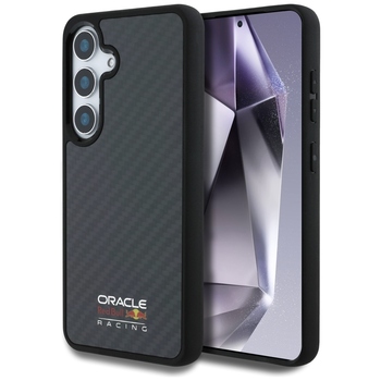 Oryginalne Etui RED BULL Real Carbon Fiber Shiny Logo MagSafe do Samsung Galaxy S25 czarny