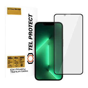 Hartowane szkło Tel Protect 10X Privacy Titanium do Iphone 13/13 Pro/16E/17E (koperta)
