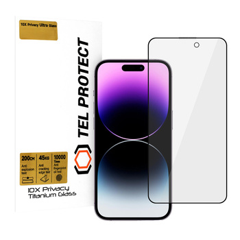 Hartowane szkło Tel Protect 10X Privacy Titanium do Iphone 14 Pro (koperta)