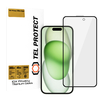 Hartowane szkło Tel Protect 10X Privacy Titanium do Iphone 15 (koperta)
