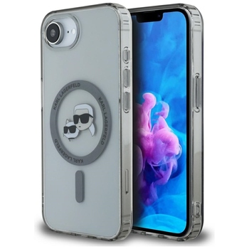 Oryginalne Etui KARL LAGERFELD IML Metal Karl & Choupette Heads MagSafe do Iphone 17e/16e czarny