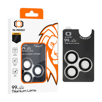 Hartowane szkło Tel Protect Titanium Lens 99% AR Aramid Series na aparat do Iphone 15 Pro/15 Pro Max (obiektyw 3 sztuki)
