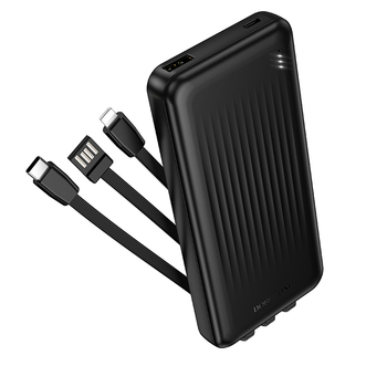 Borofone Power Bank 10000mAh BJ79 Clever - USB - z kablami Typ C i Lightning czarny