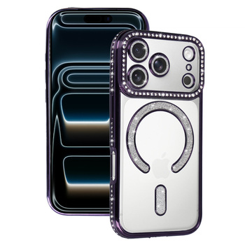 Bling Magsafe Case do Iphone 17 Pro fioletowy