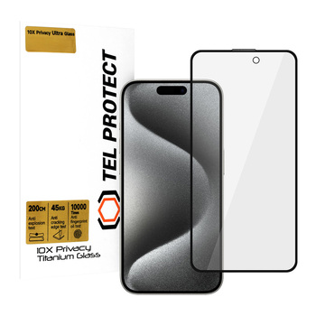Hartowane szkło Tel Protect 10X Privacy Titanium do Iphone 15 Pro (koperta)