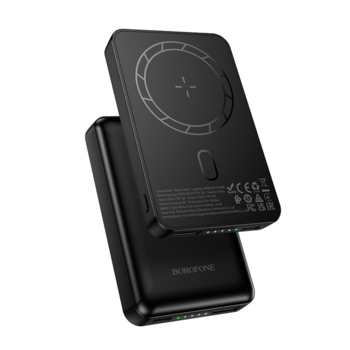Borofone Power Bank 5000mAh BJ82 Dawn - USB - magnetyczny z ładowaniem indukcyjnym czarny
